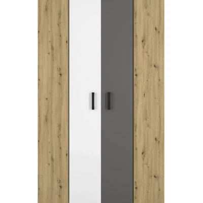 Eckschrank KARIS – Breite 82 cm, Weiß / Anthrazit / Eiche (handwerklich)