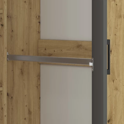 Eckschrank KARIS – Breite 82 cm, Weiß / Anthrazit / Eiche (handwerklich)