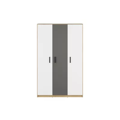 Kleiderschrank KARIS – Breite 119 cm, weiß/anthrazit/Eiche handwerklich verarbeitet