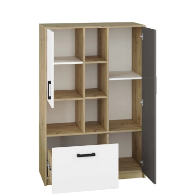 Kombi-Regal KARIS - weiß / anthrazit / Artisan-Eiche