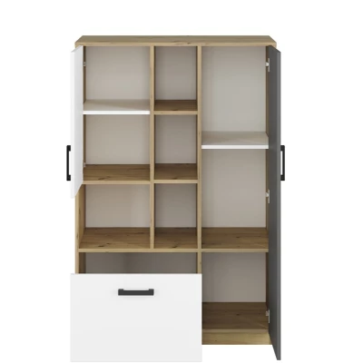 Kombi-Regal KARIS - weiß / anthrazit / Artisan-Eiche