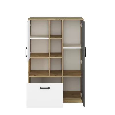 Kombi-Regal KARIS - weiß / anthrazit / Artisan-Eiche