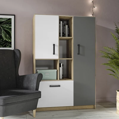 Kombi-Regal KARIS - weiß / anthrazit / Artisan-Eiche