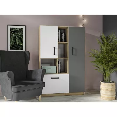 Kombi-Regal KARIS - weiß / anthrazit / Artisan-Eiche