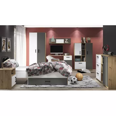 Kombi-Regal KARIS - weiß / anthrazit / Artisan-Eiche