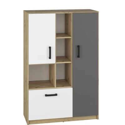 Kombi-Regal KARIS - weiß / anthrazit / Artisan-Eiche