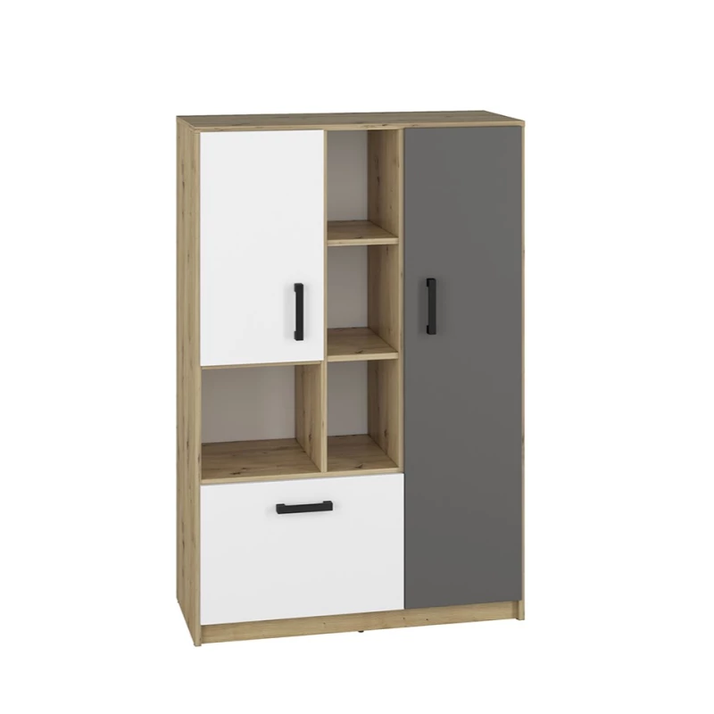 Kombi-Regal KARIS - weiß / anthrazit / Artisan-Eiche