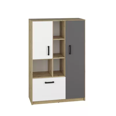 Kombi-Regal KARIS - weiß / anthrazit / Artisan-Eiche