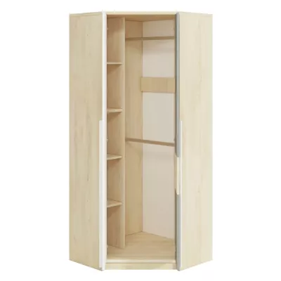 Eckschrank INNES – Breite 82 cm, Fjordbuche / Weiß / Platingrau