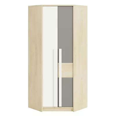 Eckschrank INNES – Breite 82 cm, Fjordbuche / Weiß / Platingrau