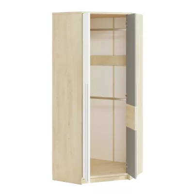Eckschrank INNES – Breite 82 cm, Fjordbuche / Weiß / Platingrau