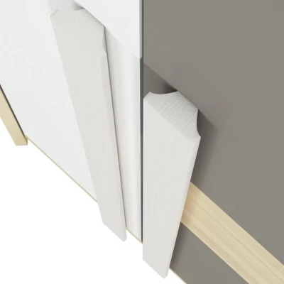 Eckschrank INNES – Breite 82 cm, Fjordbuche / Weiß / Platingrau