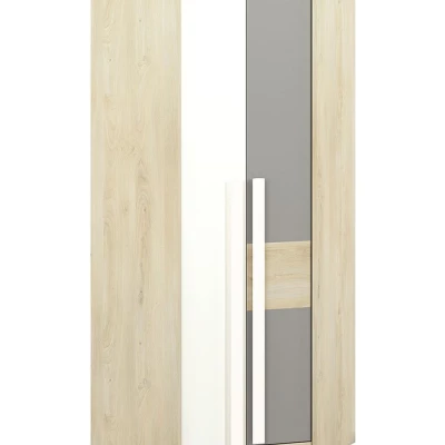 Eckschrank INNES – Breite 82 cm, Fjordbuche / Weiß / Platingrau