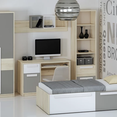 INNES Kleiderschrank – Breite 80 cm, Fjordbuche / Weiß / Platingrau