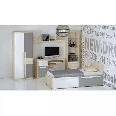 INNES Kleiderschrank – Breite 80 cm, Fjordbuche / Weiß / Platingrau