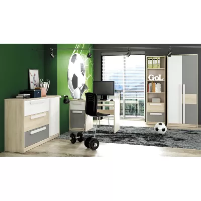 INNES Kleiderschrank – Breite 80 cm, Fjordbuche / Weiß / Platingrau