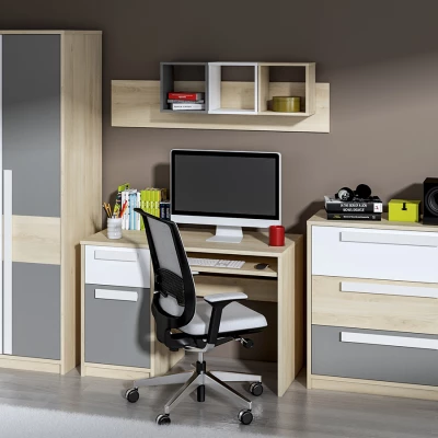 INNES Kleiderschrank – Breite 80 cm, Fjordbuche / Weiß / Platingrau