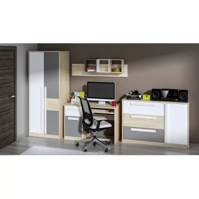 INNES Kleiderschrank – Breite 80 cm, Fjordbuche / Weiß / Platingrau
