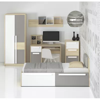 INNES Kleiderschrank – Breite 80 cm, Fjordbuche / Weiß / Platingrau