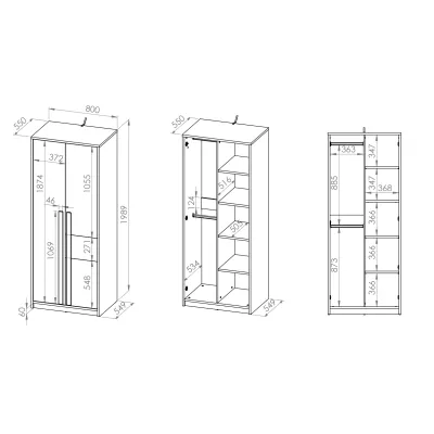 INNES Kleiderschrank – Breite 80 cm, Fjordbuche / Weiß / Platingrau