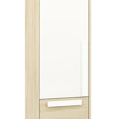 Schmaler Regalschrank INNES – Breite 55 cm, Fjordbuche / Weiß / Platingrau