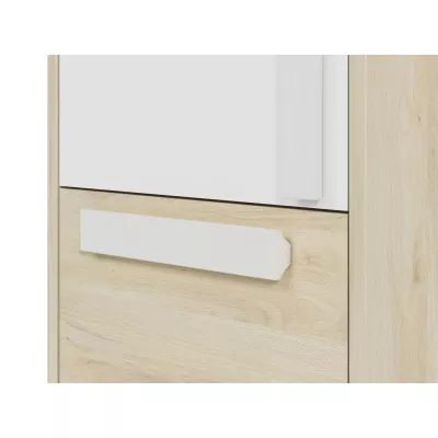 Schmaler Regalschrank INNES – Breite 55 cm, Fjordbuche / Weiß / Platingrau