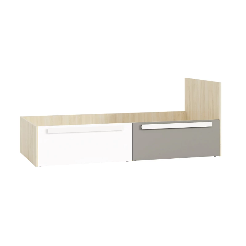 Einzelbett INNES 90x200 - Fjordbuche / Weiß / Platingrau