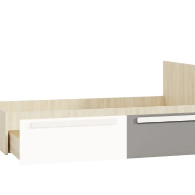 Einzelbett INNES 90x200 - Fjordbuche / Weiß / Platingrau