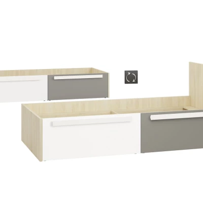 Einzelbett INNES 90x200 - Fjordbuche / Weiß / Platingrau