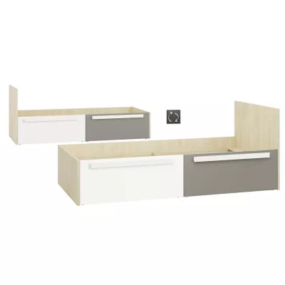 Einzelbett INNES 90x200 - Fjordbuche / Weiß / Platingrau