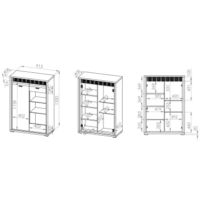 Vitrine mit Glasteil HANILA – Walnuss/Hochglanzweiß
