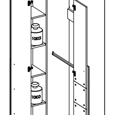 Eckschrank INNES – Breite 82 cm, Fjordbuche / Weiß / Platingrau