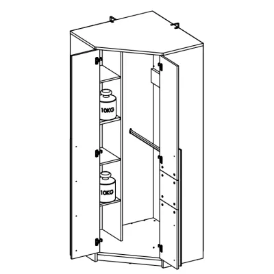 Eckschrank INNES – Breite 82 cm, Fjordbuche / Weiß / Platingrau