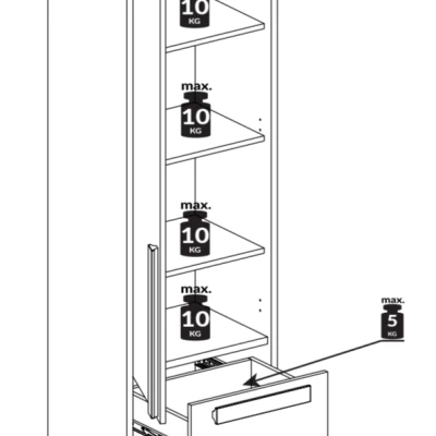 Schmaler Regalschrank INNES – Breite 55 cm, Fjordbuche / Weiß / Platingrau