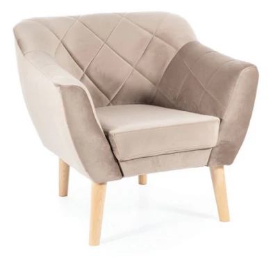 Skandinavischer Sessel AISHA – Dunkelbeige/Buche