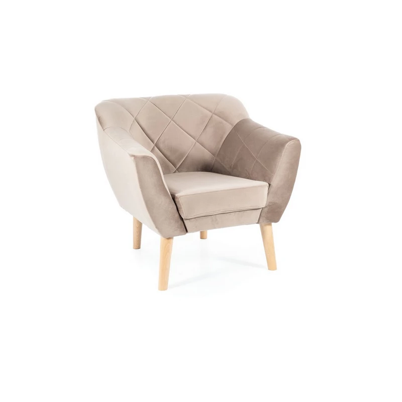 Skandinavischer Sessel AISHA – Dunkelbeige/Buche