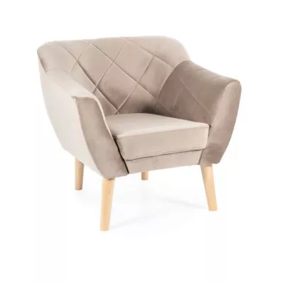 Skandinavischer Sessel AISHA – Dunkelbeige/Buche