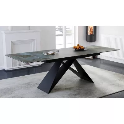 Ausziehbarer Esstisch VIDOR 3 – 160x90, Türkis / Schwarz matt