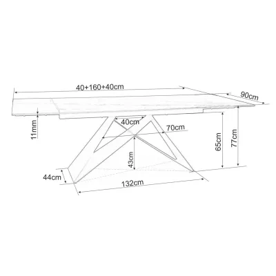 Ausziehbarer Esstisch VIDOR 3 – 160x90, Schwarz / Schwarz matt