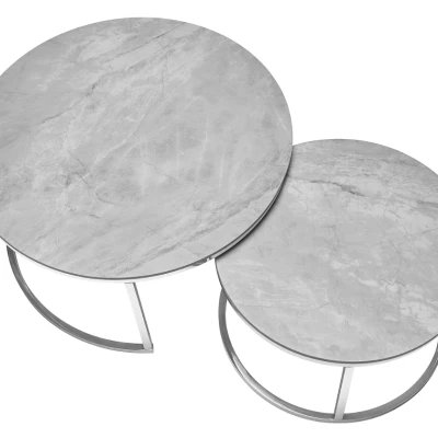 Couchtisch-Set JONES 80 – Grau/Chrom