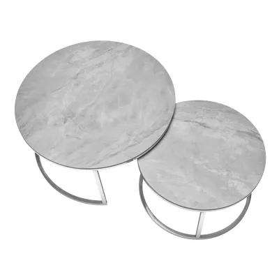 Couchtisch-Set JONES 80 – Grau/Chrom