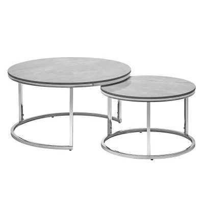 Couchtisch-Set JONES 80 – Grau/Chrom