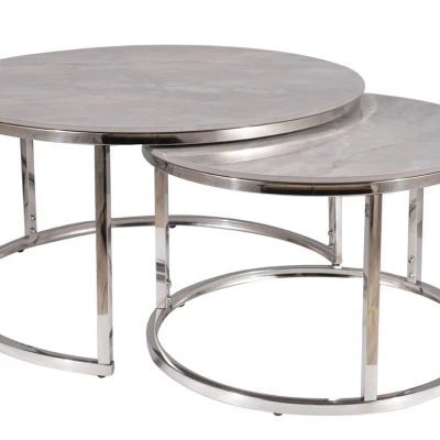 Couchtisch-Set JONES 80 – Grau/Chrom