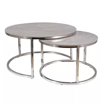 Couchtisch-Set JONES 80 – Grau/Chrom