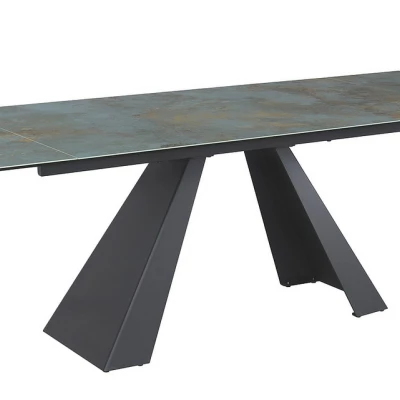 Ausziehbarer Esstisch GEDEON 1 - 160x90, Türkis/Mattschwarz