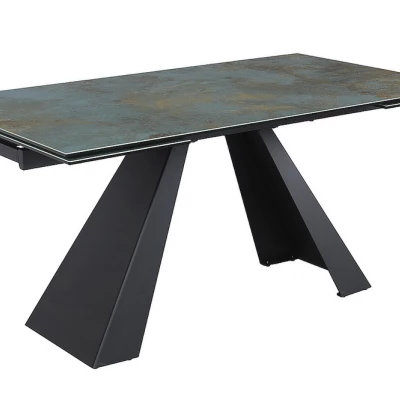 Ausziehbarer Esstisch GEDEON 1 - 160x90, Türkis/Mattschwarz
