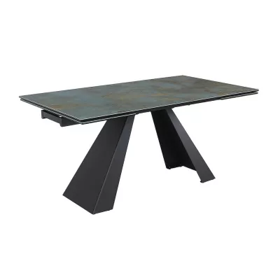 Ausziehbarer Esstisch GEDEON 1 - 160x90, Türkis/Mattschwarz