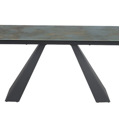 Ausziehbarer Esstisch GEDEON 1 - 160x90, Türkis/Mattschwarz