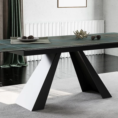 Ausziehbarer Esstisch GEDEON 1 - 160x90, Türkis/Mattschwarz