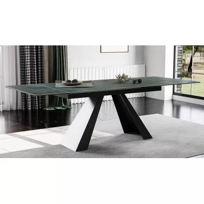 Ausziehbarer Esstisch GEDEON 1 - 160x90, Türkis/Mattschwarz